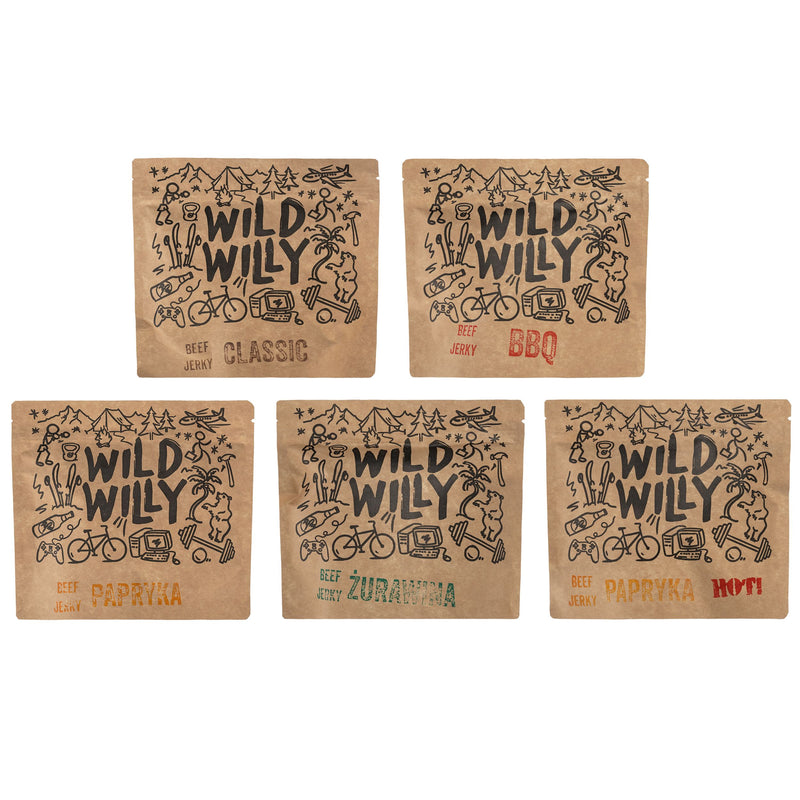 Laadige pilt galerii vaatajasse, Wild Willy Beef Jerky 5 x 100 g komplekt
