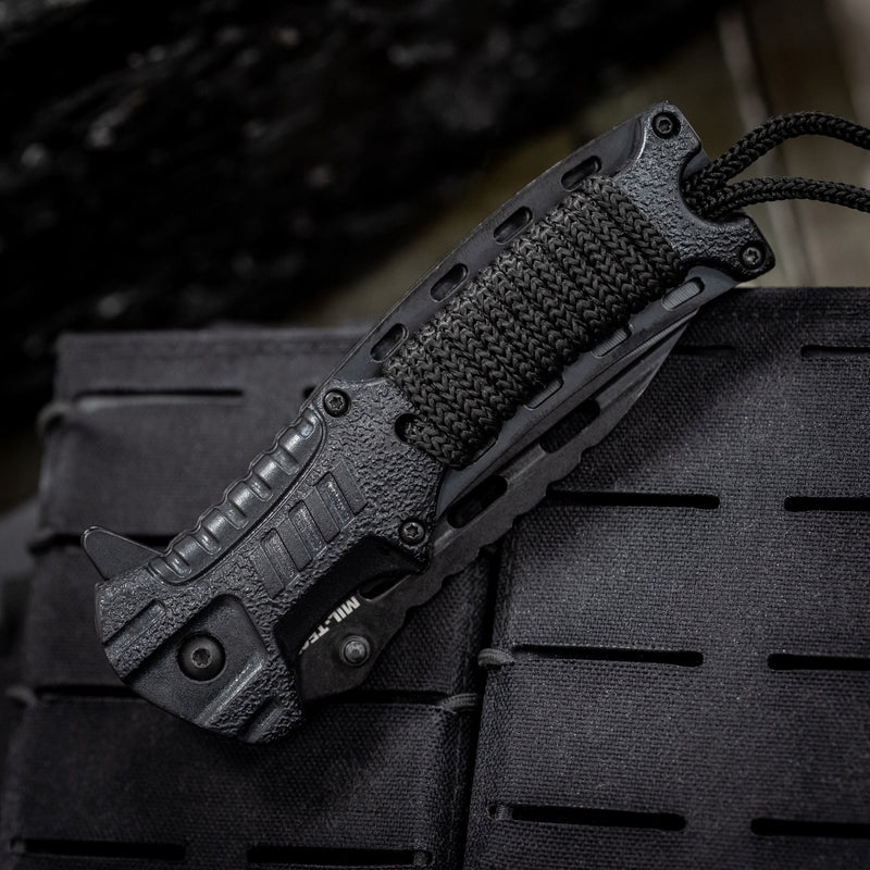 Load image into Gallery viewer, Mil-Tec Paracord folding knife with flint
