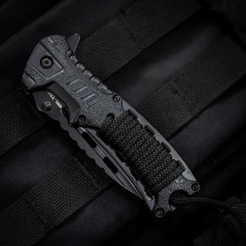 Load image into Gallery viewer, Mil-Tec Paracord folding knife with flint
