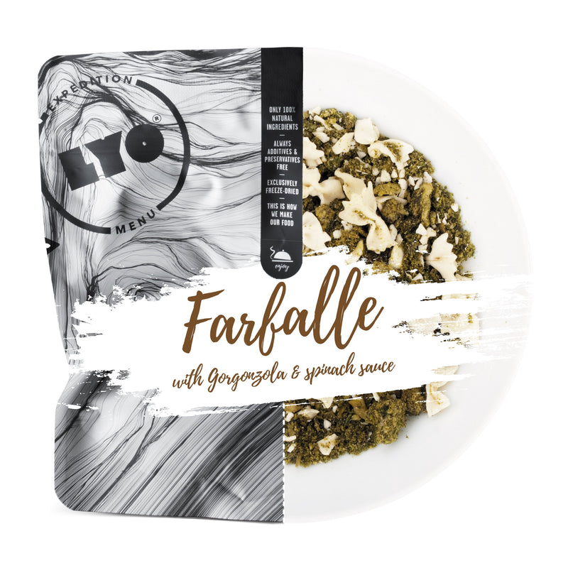 Laadige pilt galerii vaatajasse, LYO Food Farfalle spinati ja juustukastmes - 370g
