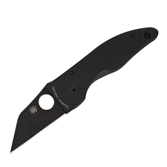 Spyderco MICROJIMBO BLACK G-10 PLAIN BLACK BLADE