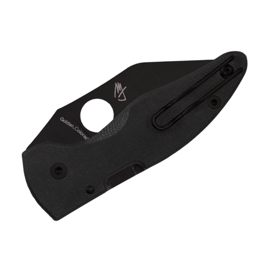 Spyderco MICROJIMBO BLACK G-10 PLAIN BLACK BLADE