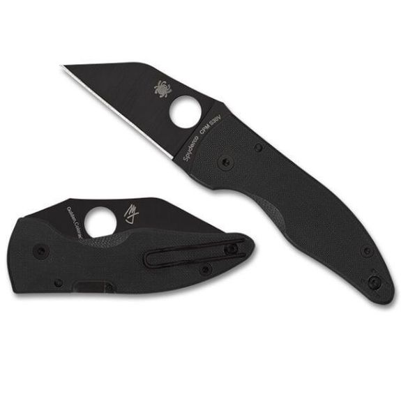 Load image into Gallery viewer, Spyderco MICROJIMBO BLACK G-10 PLAIN BLACK BLADE
