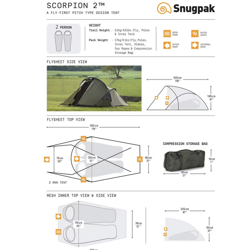 Laadige pilt galerii vaatajasse, Snugpak telk Scorpion 2-inimese - Olive
