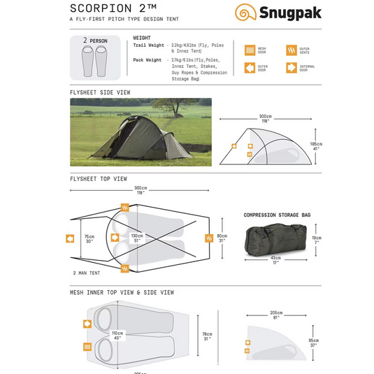 Snugpak telk Scorpion 2-inimese - Olive