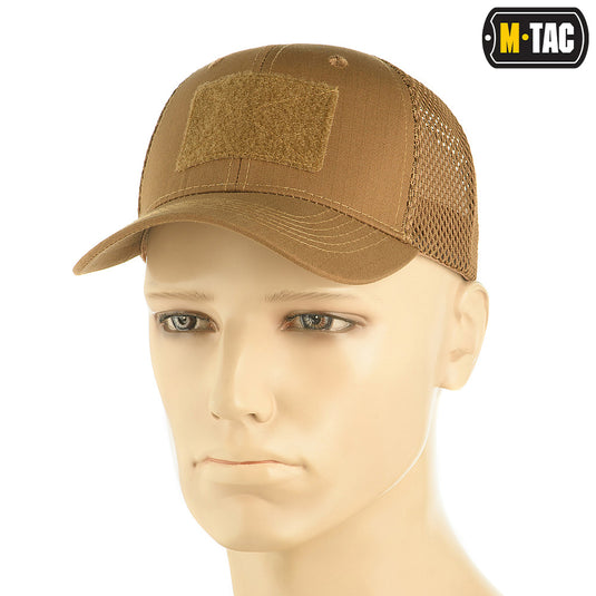 M-Tac Mesh Flex Ripstop Baseball Cap with velcro Coyote Brown