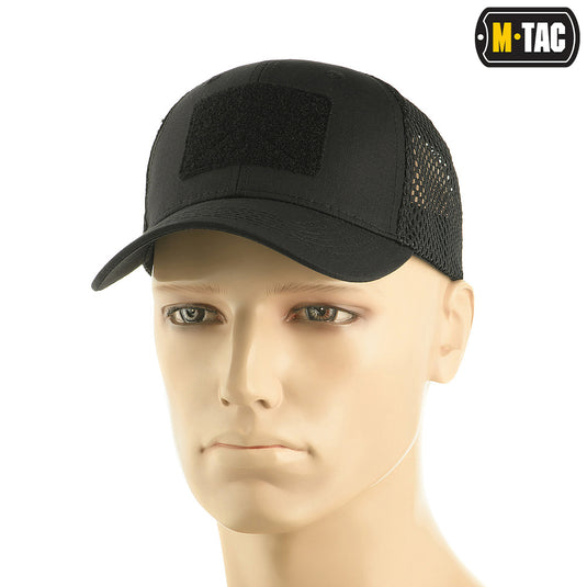 M-Tac Mesh Flex Ripstop Baseball Cap with velcro Black