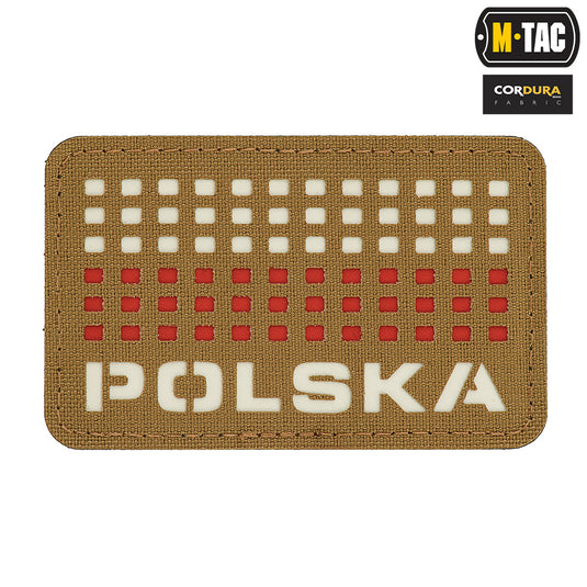 M-Tac patch Polska (with flag) Laser Cut Coyote/White/Red