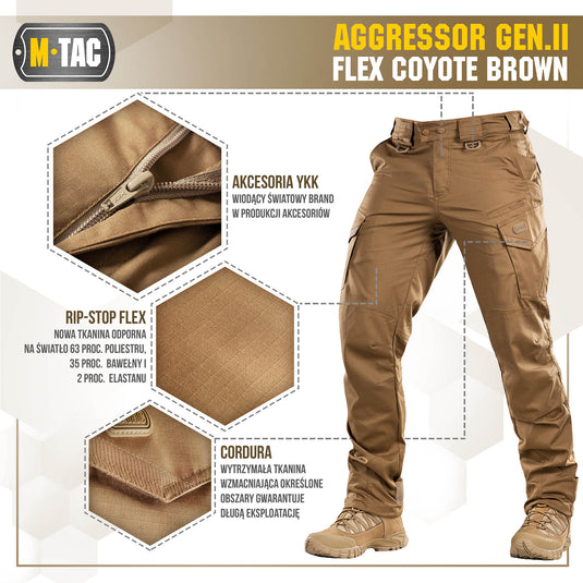 M-Tac tactical pants Aggressor Gen.II Flex Coyote Brown